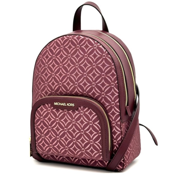 Michael Kors Jaycee Medium Zip Pocket Backpack Ox Blood Multi - Picture 1 of 12